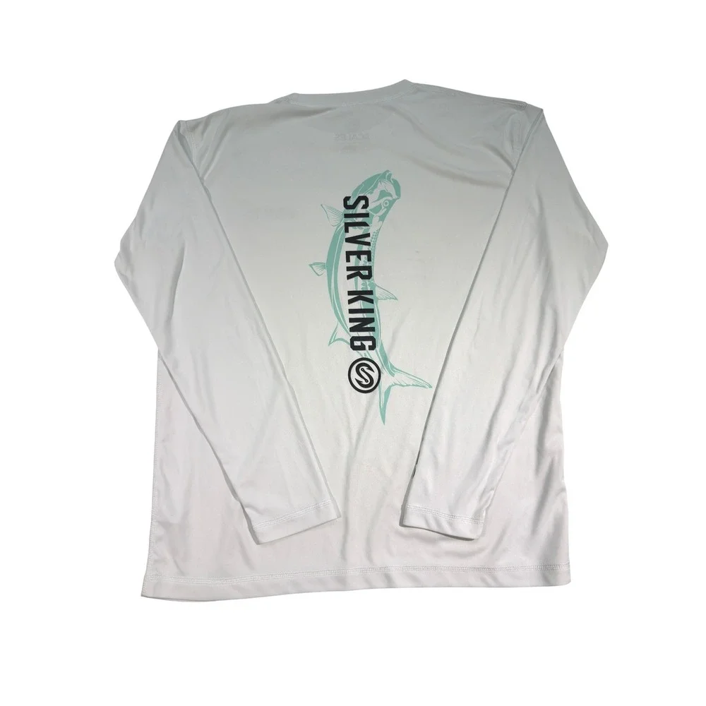 Scales Gear Men's Silver King Performance Fishing Shirt Large White SPF 50 - Picture 2 of 10
